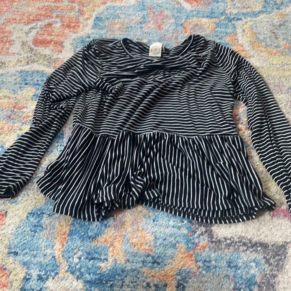 black and white striped top